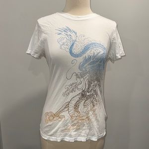 Lucky brand tee with dragon print, large